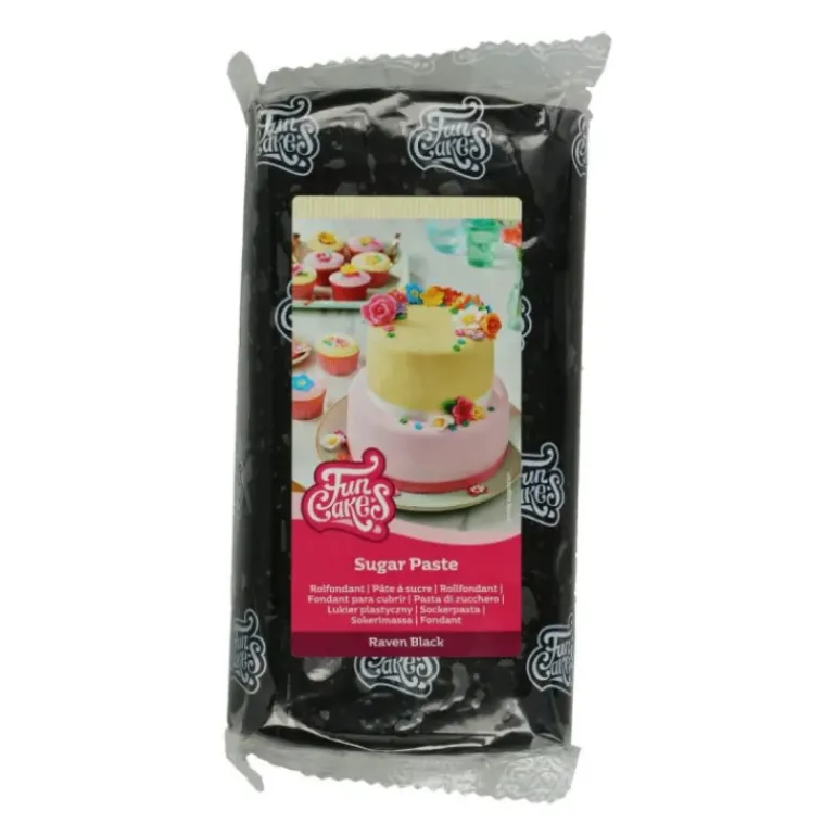 Pâte à Sucre Noir Corbeau 1 kg Funcakes