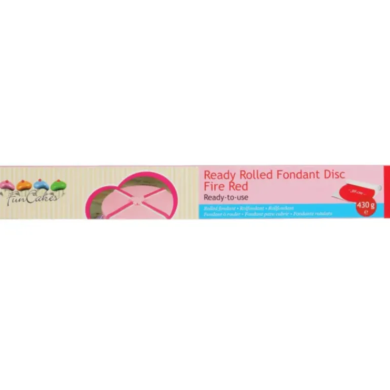 Pâte à Sucre Prête à Dérouler Rouge Feu 430 g Funcakes