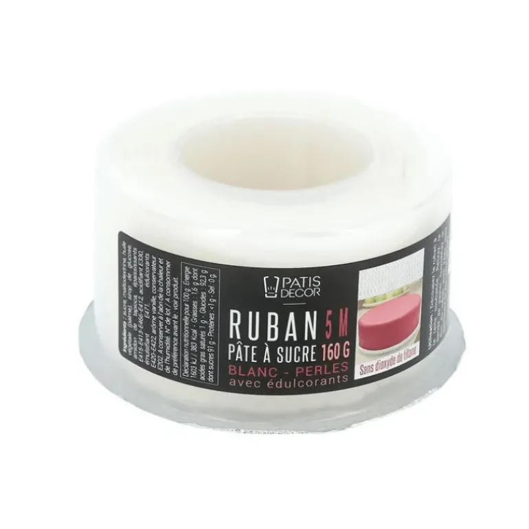 Ruban Pate à Sucre Perles 1,25 m x H 1,5 cm (x4) Patisdécor
