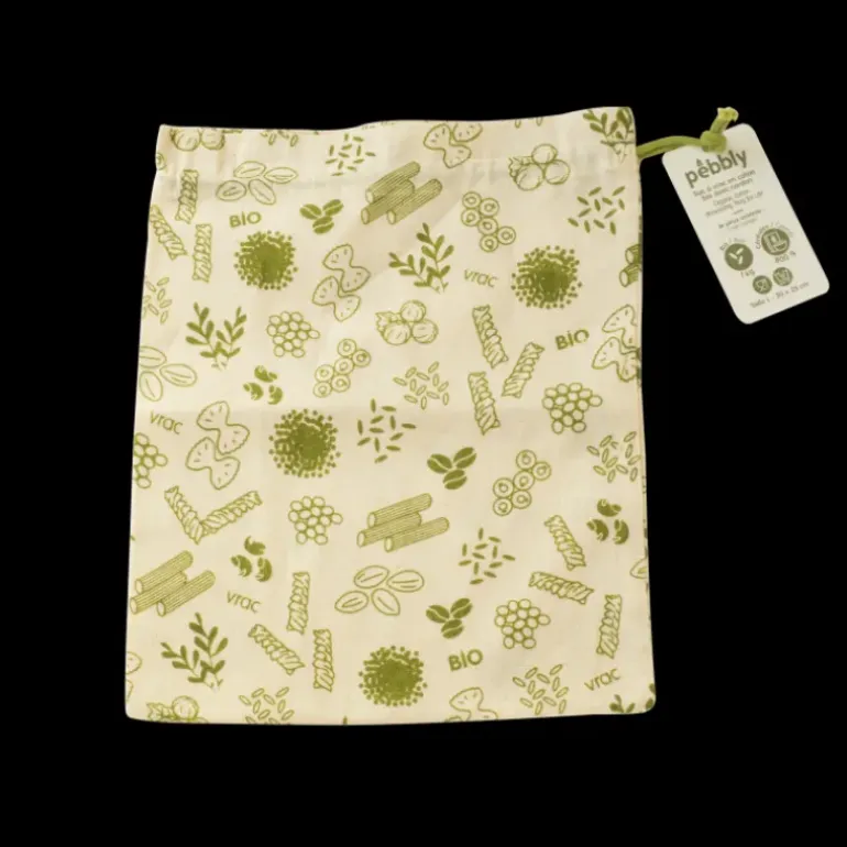 Sac à Vrac Coton Bio Vert 25 x 30 cm Pebbly