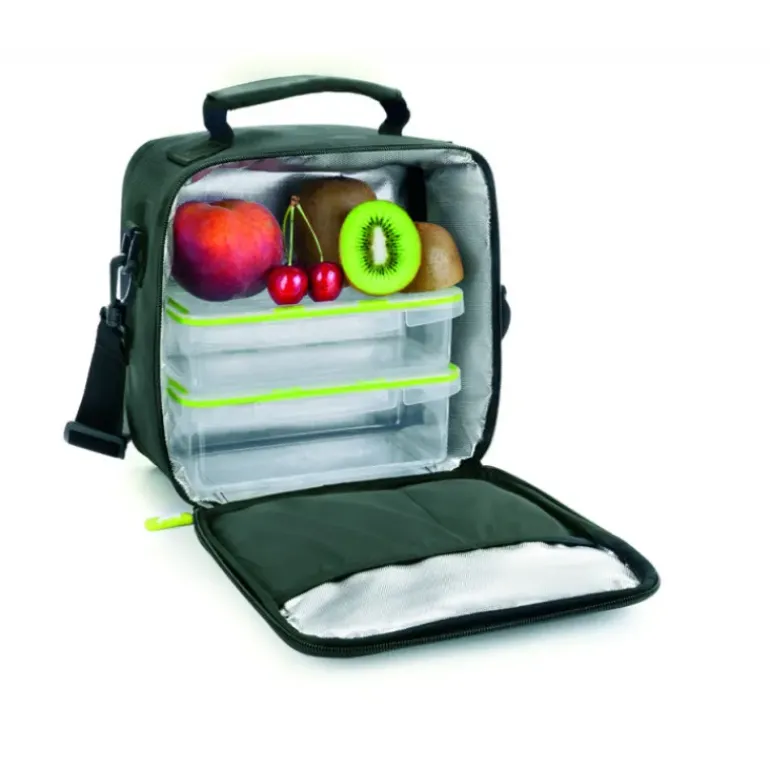 Sac Lunch Isotherme + 2 Boîtes Hermétique Plastique Vert Ibili
