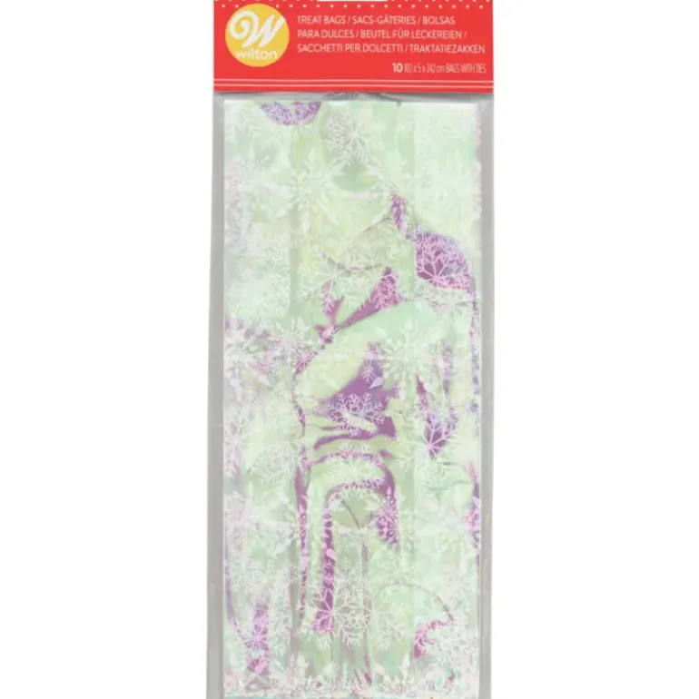 Sachet Bonbon Irisé Flocon de Neige 11 x 23,5 cm avec Attaches Sachet Wilton (x10)