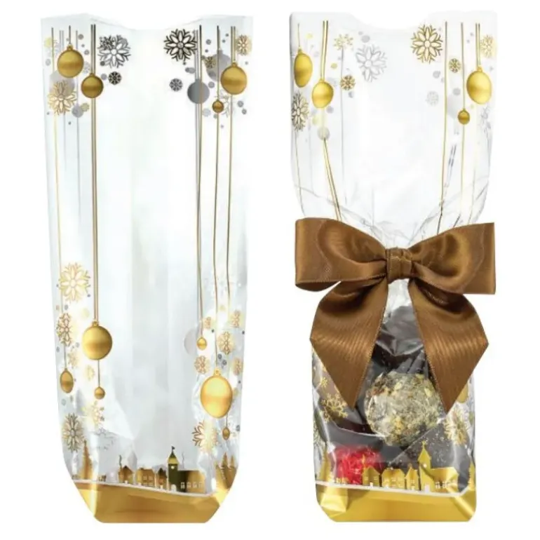 Sachet Confiserie Boules et Flocons 14x30,5 cm (x100)