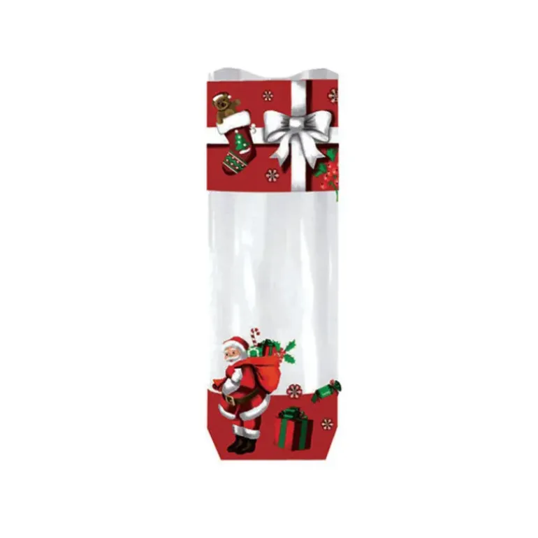 Sachet Confiserie Père Noël 12x26cm (x100) - Fond Cartonné
