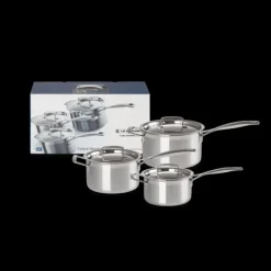 Set 3 Pièces Casseroles Inox avec Couvercle Le Creuset