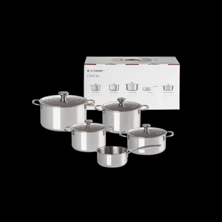 Set 5 Pièces Cocottes Inox Signature Le Creuset