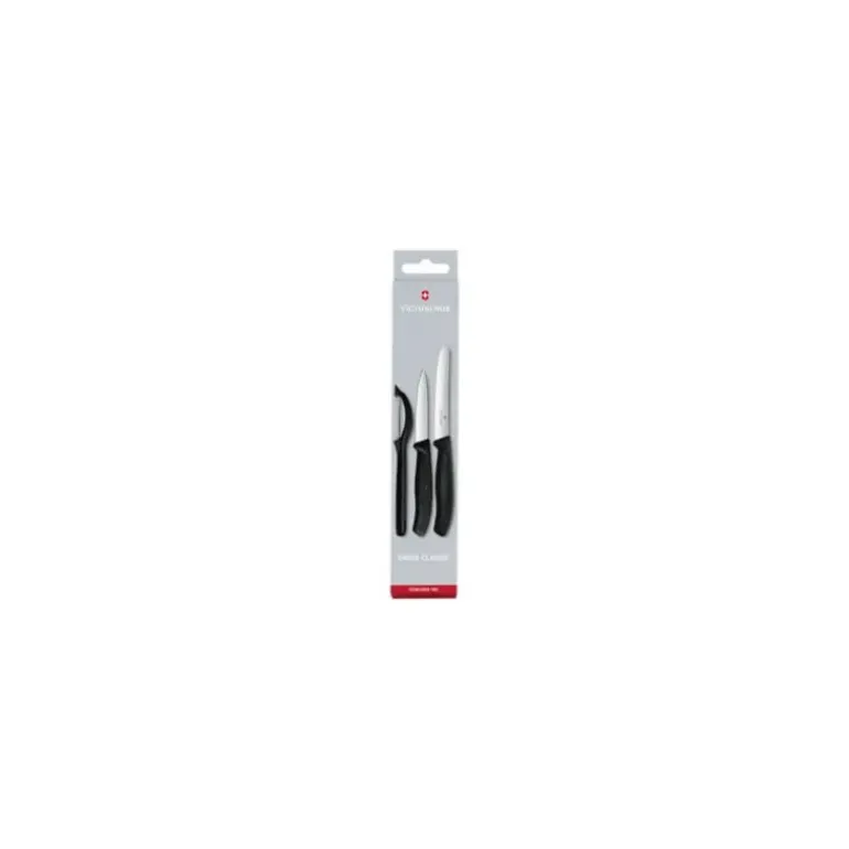 Set Couteau d'Office, Couteau à Tomate et Epluche Légumes Noir Swiss Classic Victorinox