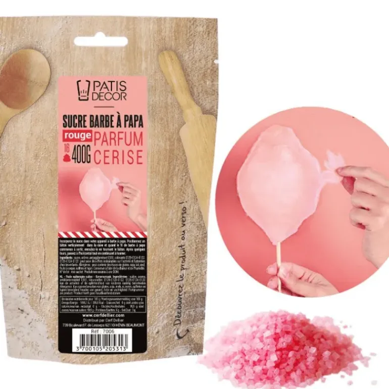 Sucre Barbe à Papa Cerise 400 g Patisdécor