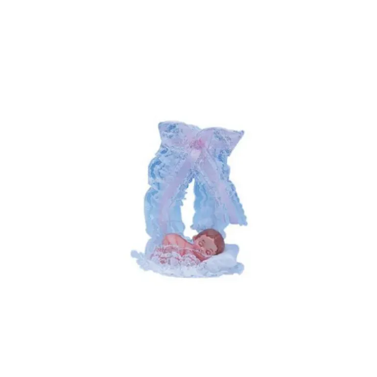 Sujet bapteme Fille Lit Rose 14 cm