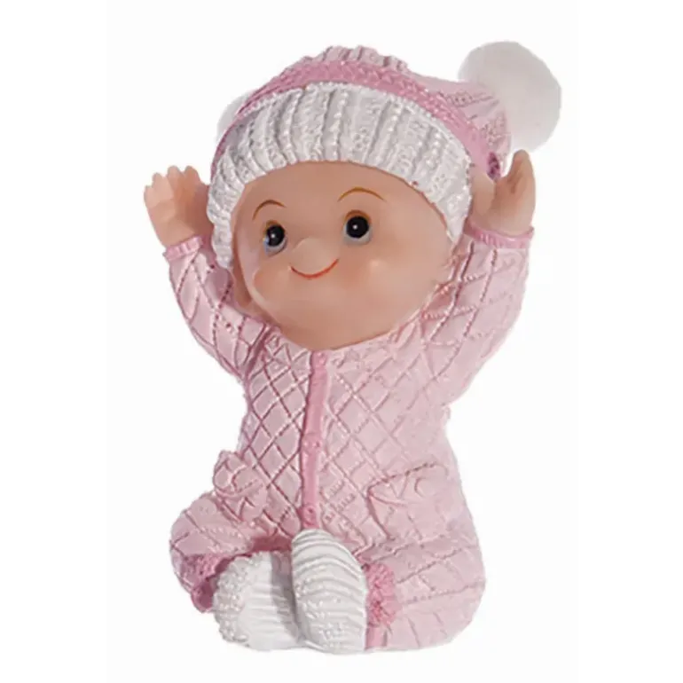 Sujet bapteme Fille Pyjama Rose 7,5 cm