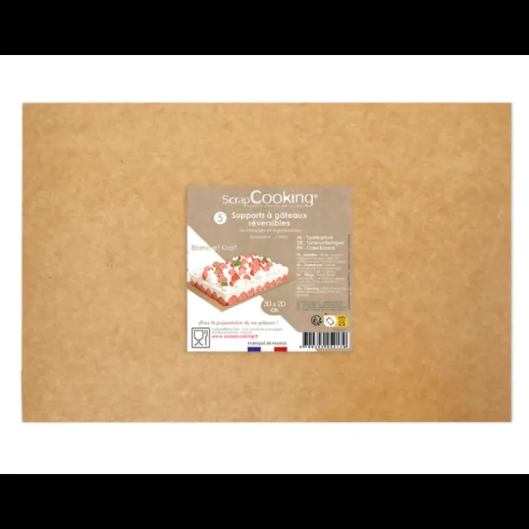 Supports à Gâteaux Kraft et Blanc 20 x 30 cm Scrapcooking (x5)