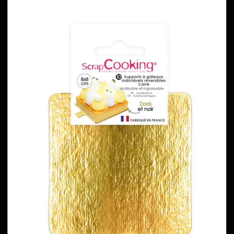 Supports Gâteau Or et Noir Carré 8 cm (x10) Scrapcooking