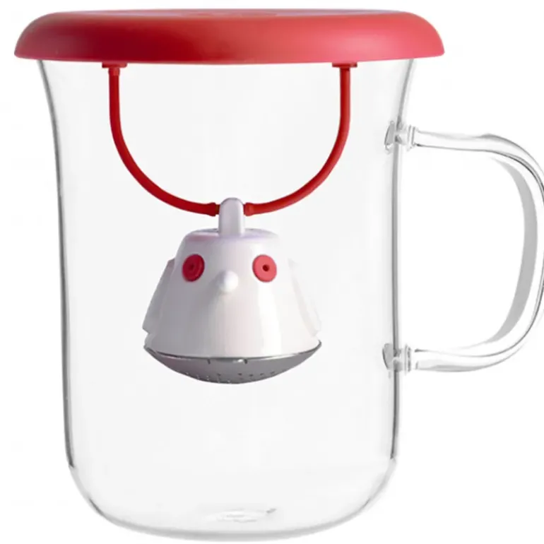 Tasse à Thé avec Infuseur et Couvercle Rouge 400 ml QDO