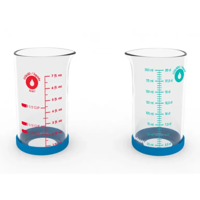 Verre Doseur en Verre et Silicone 200 ml Bleu Pebbly